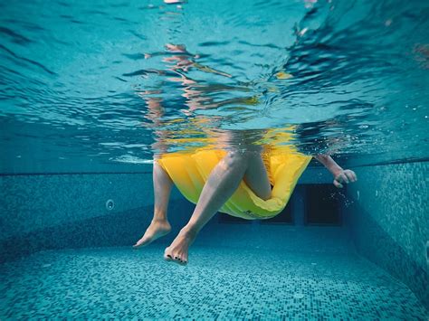 Hd Wallpaper Woman On Yellow Float Sinking In Swimming Pool Under
