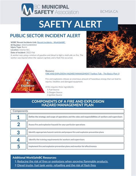 Safety Alert Fire And Explosion Hazard Management Bc Municipal