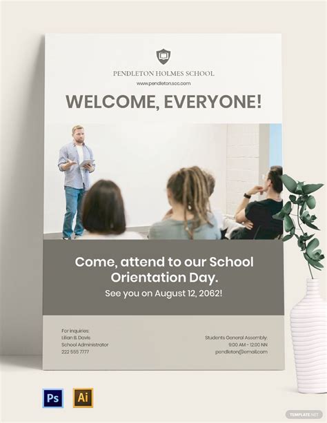 School Orientation Day Poster Template In Illustrator Psd Download