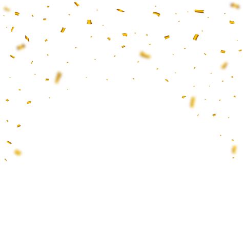 Golden Confetti Falling Isolated On Transparent Background Golden