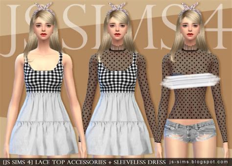 Js Sims 4 Lace Top Accessories Sleeveless Dress Sims 4 Downloads