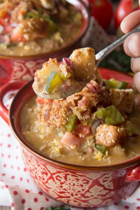 Once the bacon is done, remove it from the frying pan and start to cook the hamburger meat in the bacon grease left in the pan. Slow Cooker Bacon Cheeseburger Soup | Say Grace