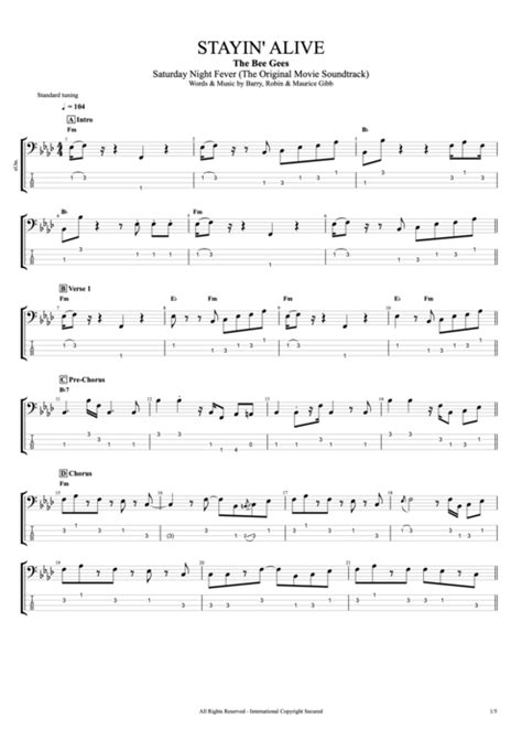 Stayin Alive Tab By Bee Gees Guitar Pro Full Score Mysongbook