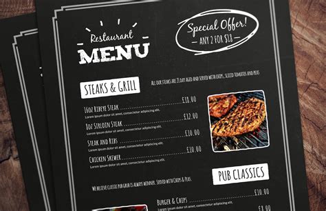 Chalkboard Restaurant Menu Template — Medialoot