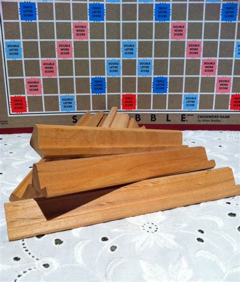 Wood Scrabble Tile Racks Set Of 10 Wooden Tile Holders Etsy