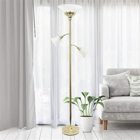 Elegant Designs Gold 3-Light Torchiere Metal Floor Lamp ...