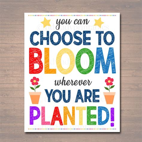 Classroom Decor School Classroom Poster Bloom Where You Are Planted