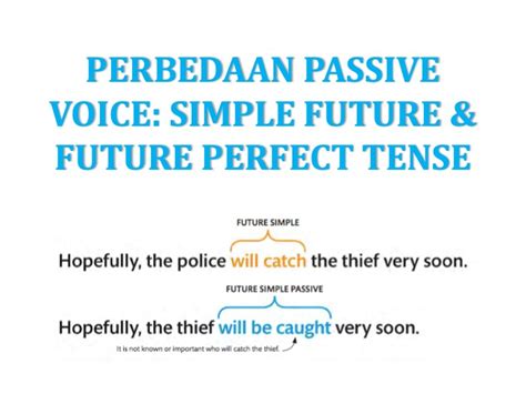 Kalimat simple past future tense ditandai dengan would infinitive v1 atau waswere going to infinitive v1. Passive Voice: Simple Future dan Future Perfect Tense ...