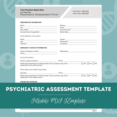 Psychiatric Assessment Template Pdf For Psychiatrists Nurse