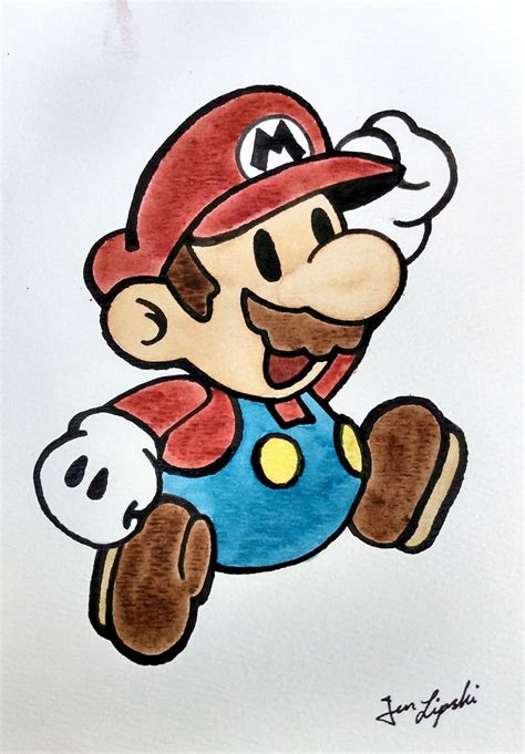 Super Mario Ink Drawing Jen Lipski Fine Art