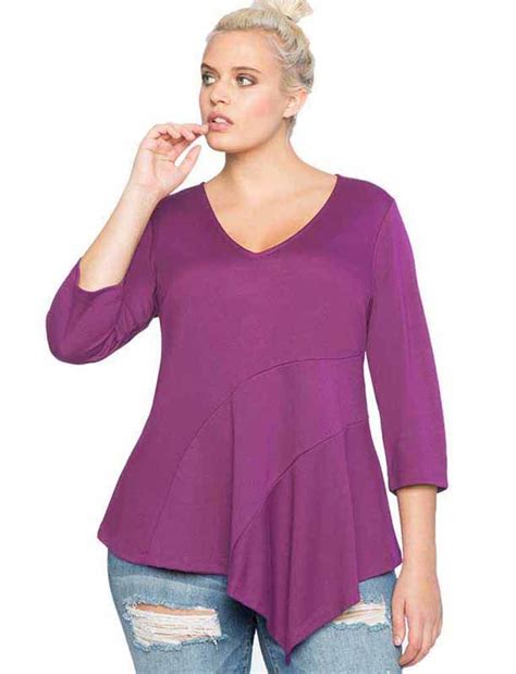 Womens Purple V Neck Casual Plussize T Shirt A Top That Gives You