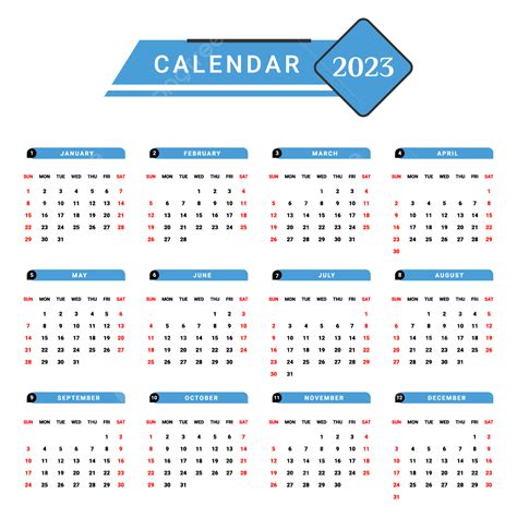 2023 Calendar With Black And Skyblue Geometric Style Calendar