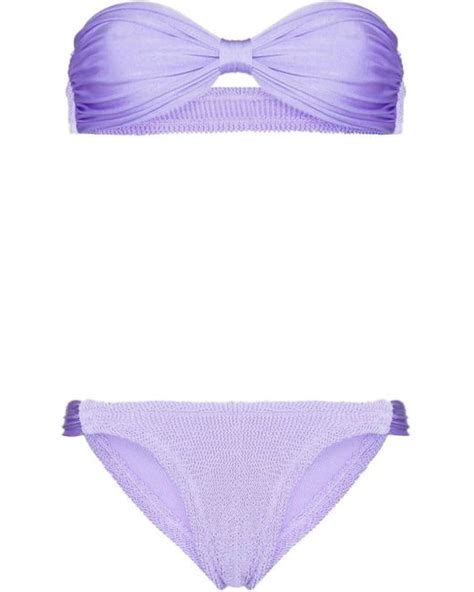 Hunza G Ruched Bikini Set In Purple Lyst Canada