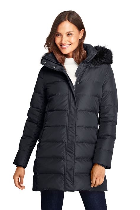 Womens Faux Fur Hooded Down Winter Coat From Lands End Winter Coats