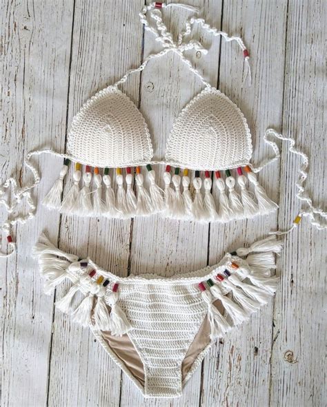 Handmade Crocheted Bikini Soft Cotton Yarn Crochet Bikini Etsy