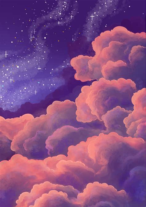 `brontide Art — Pink Clouds In Space Aesthetic Painting Cloud