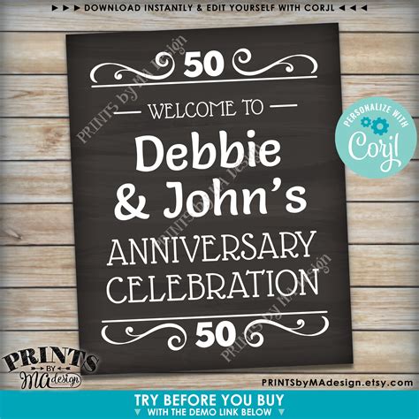 Welcome To The Anniversary Celebration Anniversary Party Decor Custom
