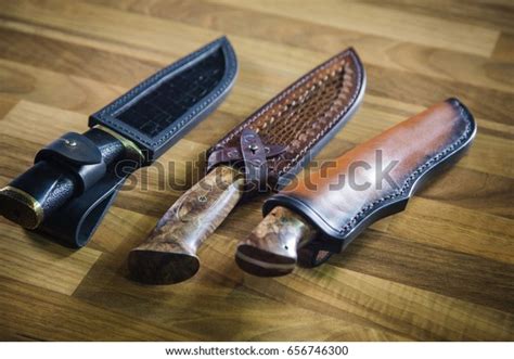 Hunting Knives Sheath Handmade Knife Leather Stock Photo 656746300