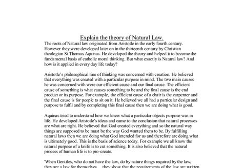 Natural Law Theory Free Coursework From Essay