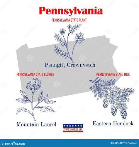 Pennsylvania Set Of USA Official State Symbols Stock Vector
