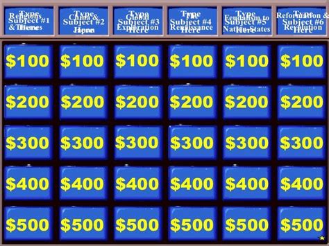 Jeopardy Powerpoint Template 5 Categories Awesome Jeopardy Review Game