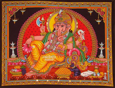 Rainbow Handicraft Ganesh Ganesha Sequin Wall Hanging Elephant God