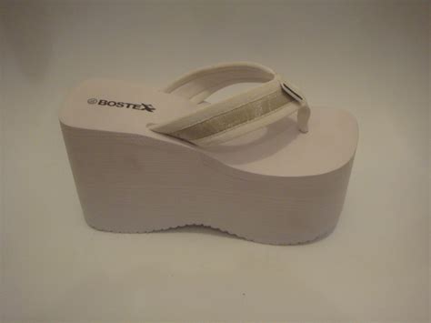 Bostek Model 110w White 5″ Heel Platform Flip Flop Bostek Shoes