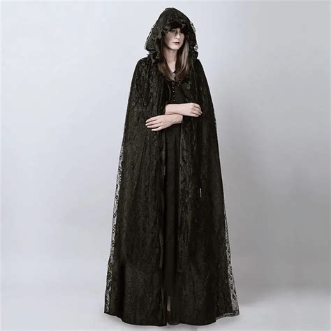 Cosplay Queen Vampire Death Ghost Lace Cloak Punk Womens Long Black