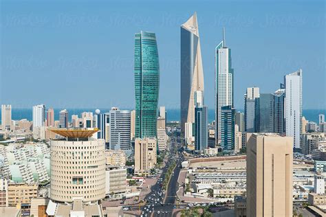 Elevated View Of The City Skyline Kuwait City Kuwait By Stocksy