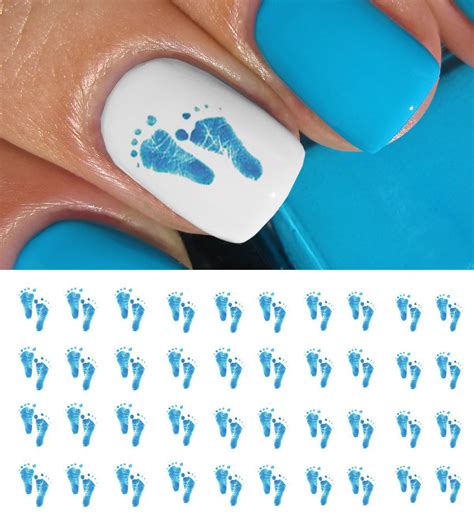 Blue Baby Footprints Nail Decals 40 Decals 5 12 X 3 Sheet Moon