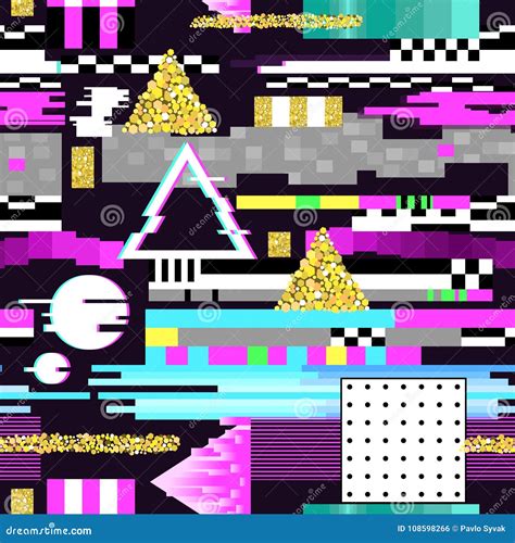 Seamless Pattern Glitch Design Cyberpunk Digital Background With