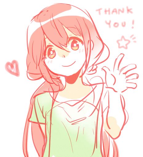 Thank You Text Anime Girl Red Hair Waving  Anime Hand Wave