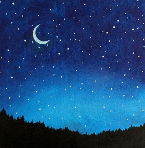 Night Sky Painting Kids Wall Art Nursery Decor By Sunlitco Night Sky