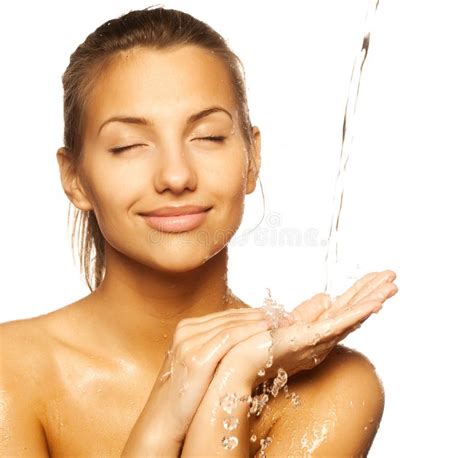 Female With A Drops Of Water On Her Pure Face Stock Image Image Of Pleasure Background 53001489