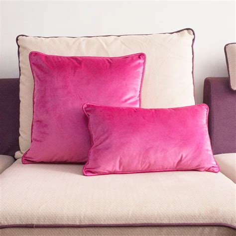 Bright Pink Piping Velvet Cushion Cover Cushion Covers Store