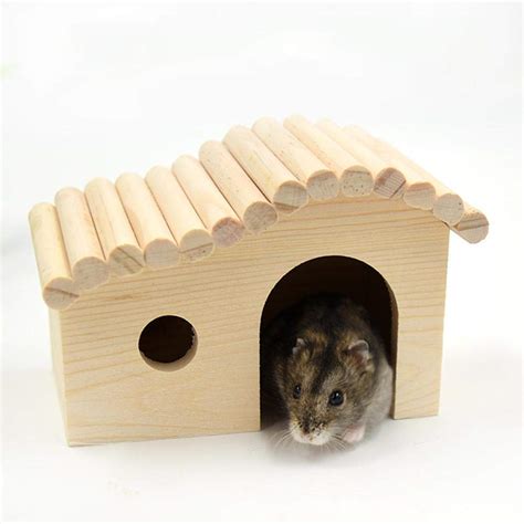Odorless Non Toxic Wooden Hut Lorchwise Wooden Small Pet Hamster House