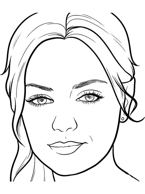 Simple Female Face Sketch Sketch Coloring Page