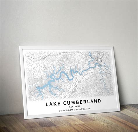 Printable Map Of Lake Cumberland Kentucky United States Etsy