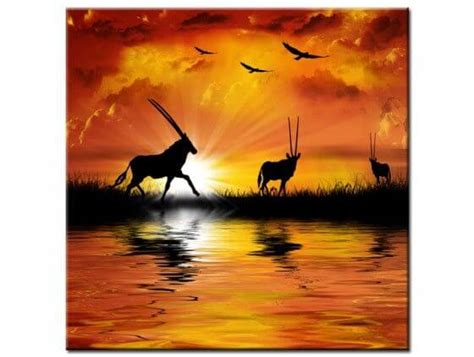 Tableau Antilopes Peinture │art Africain│tableaux│hexoa