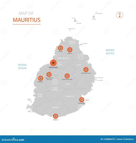 Mauritius Map With Administrative Divisions Stock Vector