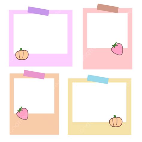 Pastel Polaroid Frame PNG Transparent, Polaroid Illustration Png Cute