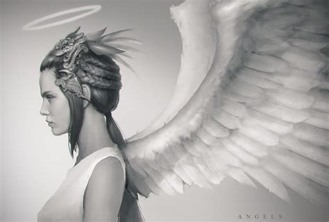 Digital Art Angel White Halo Wings Wallpapers Hd Desktop And