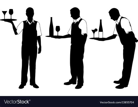 Set Of Different Waiters With Trays Royalty Free Vector
