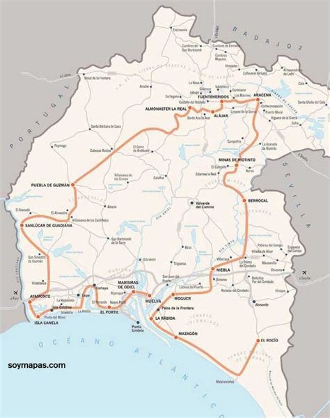 Mapa De Huelva Mapa Físico Geográfico Político Turístico Y Temático