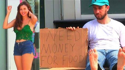 insane hot girl breast implants vs homeless man social experiment youtube