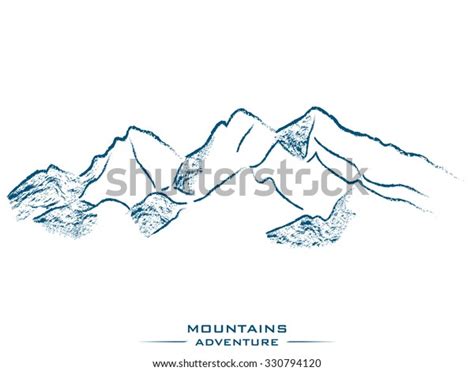 Mountain Landscape Outline Vector Illustration Stock Vector (Royalty