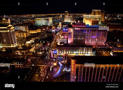 Aerial View Of Las Vegas Strip At Night Las Vegas Nevada Stock Photo