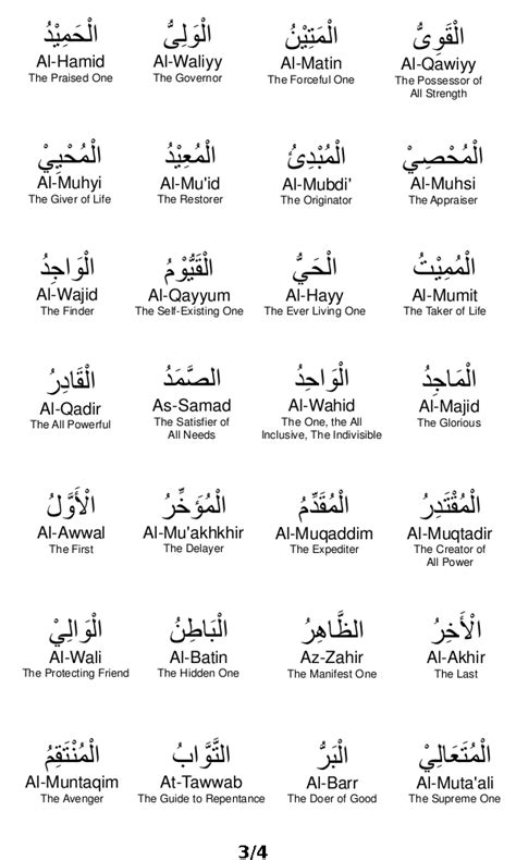 99 Names Of Allah For Kids