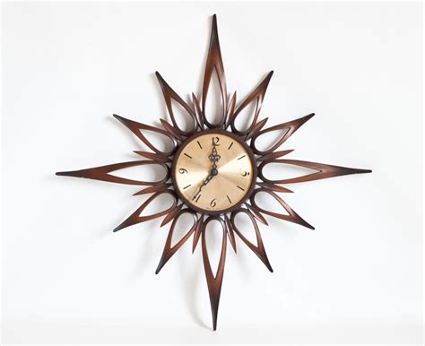 Vintage Syroco Starburst Wall Clock 1967 Large Sunburst