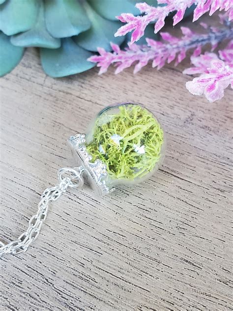 Moss Orb Necklace Glass Ball Necklace Plant Jewelry Forest Dweller